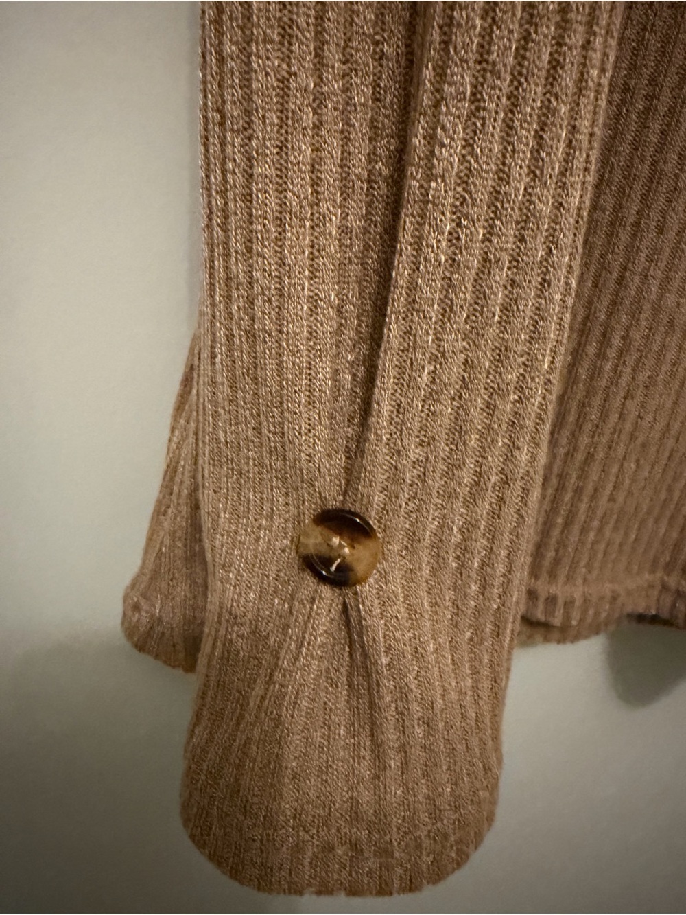 Amazon Ribbed Henley Top - Tan - Picture 2 of 5